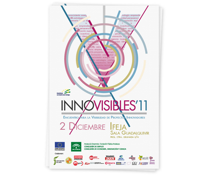 Diseño de cartel y frontis para el Encuentro de Proyectos Innovadores que cada año se celebra en la provincia de Jaén, Innovisibles 2011 y organizado por el Centro de Apoyo al Desarrollo Empresarial (CADE)