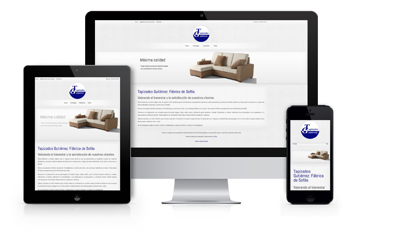 Diseño y desarrollo de página web corporativa y autogestionable con diseño responsivo para Tapizados Gutiérrez: Fábrica de Sofás.